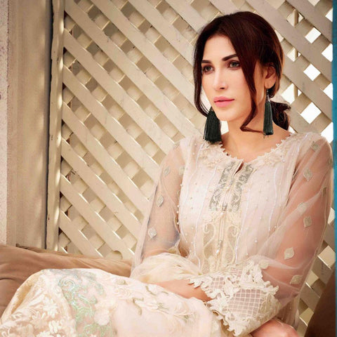 Amna Sohail Upper Crust Premium Chiffon Embroidered 3 Piece Semi-Stitched Suit - 4329 - test-store-for-chase-value