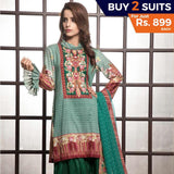 Rangreza Printed Lawn 3 Piece Un-Stitched Suit Vol-1 - 6 A - test-store-for-chase-value