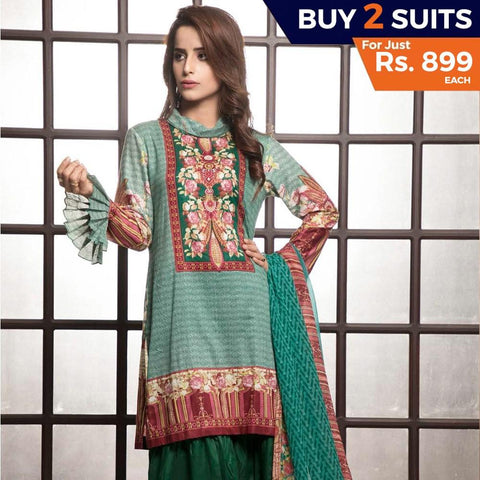 Rangreza Printed Lawn 3 Piece Un-Stitched Suit Vol-1 - 6 A - test-store-for-chase-value