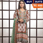 Rangreza Printed Lawn 3 Piece Un-Stitched Suit Vol-1 - 9 A - test-store-for-chase-value