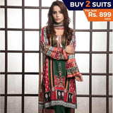 Rangreza Printed Lawn 3 Piece Un-Stitched Suit Vol-1 - 2 A - test-store-for-chase-value