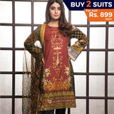 Rangreza Printed Lawn 3 Piece Un-Stitched Suit Vol-1 - 8 A - test-store-for-chase-value