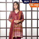 Rangreza Printed Lawn 3 Piece Un-Stitched Suit Vol-1 - 7 A - test-store-for-chase-value