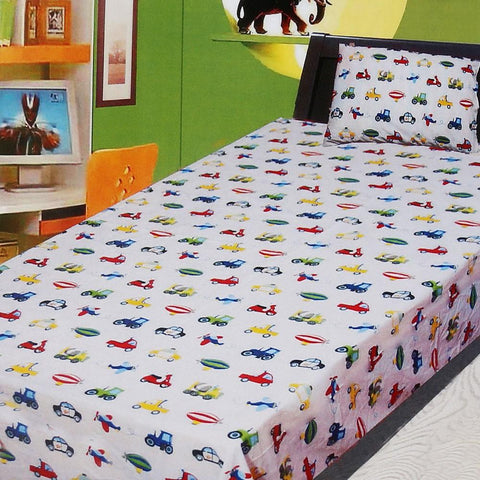 Cartoon Character Printed Single Bed Sheet - Multi - test-store-for-chase-value