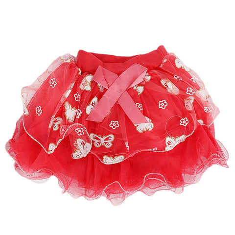 Girls Fancy Net Skirt - Red - test-store-for-chase-value