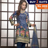 Rangreza Printed Lawn 3 Piece Un-Stitched Suit Vol-1 - 8 B - test-store-for-chase-value