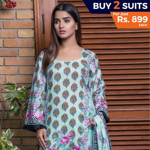 Rangreza Printed Lawn 3 Piece Un-Stitched Suit Vol 8 - 04 - test-store-for-chase-value