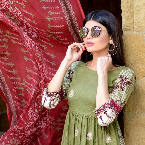 Ayesha Chottani Embroidered Lawn 3 Piece Un-Stitched Suit - 2 A - test-store-for-chase-value