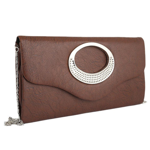 Women's Fancy Clutch 9074 - Dark Brown - test-store-for-chase-value