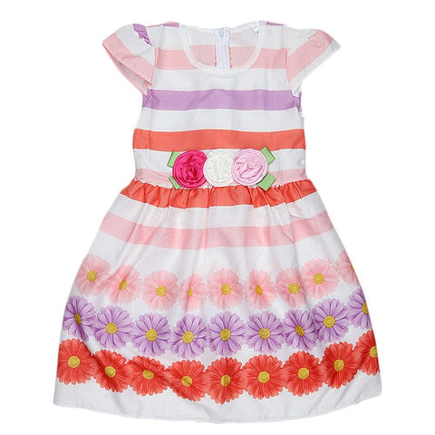 Girls Fancy Frock - Peach - test-store-for-chase-value