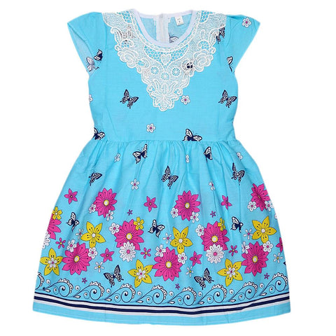Girls Fancy Frock - Blue - test-store-for-chase-value