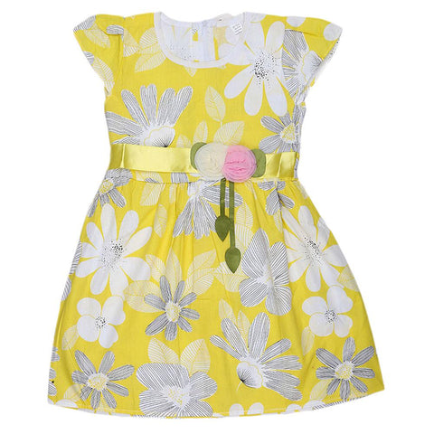 Girls Fancy Frock - Yellow - test-store-for-chase-value