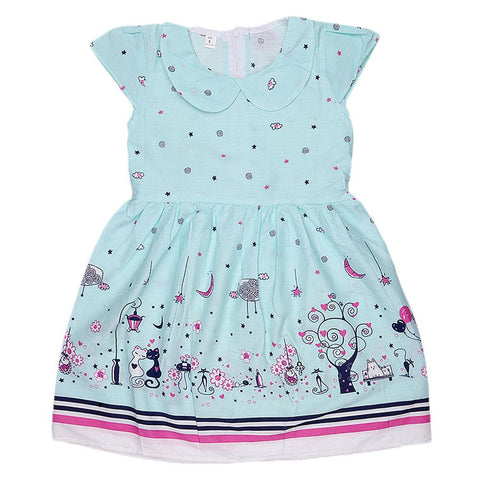 Girls Fancy Frock - Cyan - test-store-for-chase-value