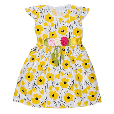 Girls Fancy Frock - Yellow - test-store-for-chase-value