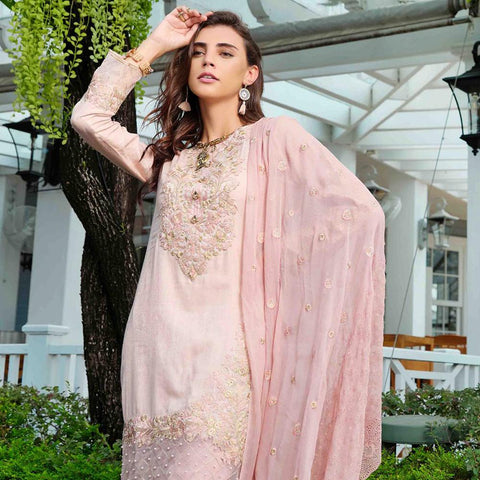 Luxury Handloom Jacquard 3 Piece Un-Stitched Suit - 4516 - test-store-for-chase-value