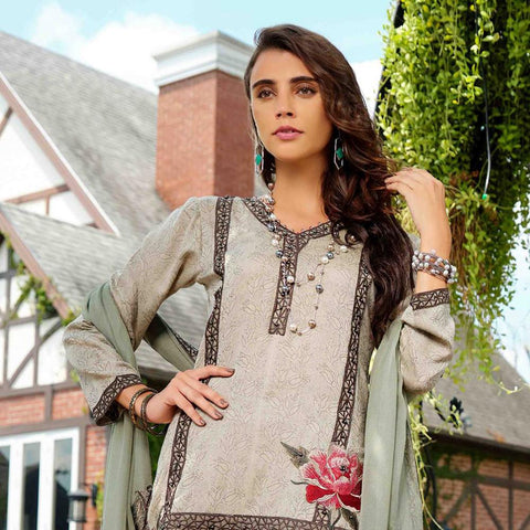 Luxury Handloom Jacquard 3 Piece Un-Stitched Suit - 4523 - test-store-for-chase-value
