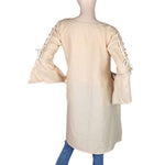 Women's Embroidered Short Kurti - Beige - test-store-for-chase-value