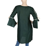 Women's Embroidered Short Kurti - Green - test-store-for-chase-value