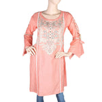 Women's Embroidered Short Kurti - Peach - test-store-for-chase-value