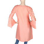 Women's Embroidered Short Kurti - Peach - test-store-for-chase-value