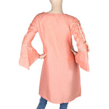 Women's Embroidered Short Kurti - Peach - test-store-for-chase-value