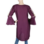 Women's Embroidered Short Kurti - Purple - test-store-for-chase-value
