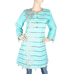 Women's Embroidered Short Kurti - Cyan - test-store-for-chase-value