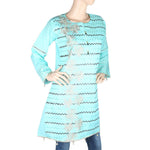 Women's Embroidered Short Kurti - Cyan - test-store-for-chase-value