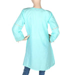 Women's Embroidered Short Kurti - Cyan - test-store-for-chase-value