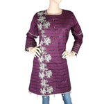 Women's Embroidered Short Kurti - Purple - test-store-for-chase-value