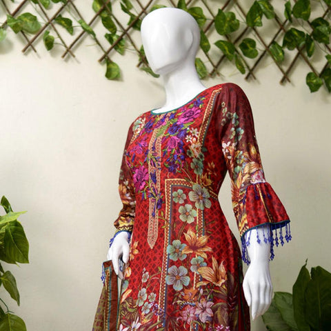 RungReet Embroidered Lawn 3 Piece Un-Stitched Suit Vol - 01 1B - test-store-for-chase-value
