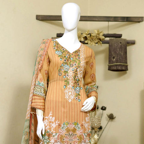 RungReet Embroidered Lawn 3 Piece Un-Stitched Suit Vol - 01 4A - test-store-for-chase-value