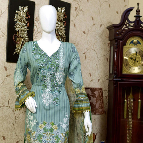 RungReet Embroidered Lawn 3 Piece Un-Stitched Suit Vol - 01 4B - test-store-for-chase-value