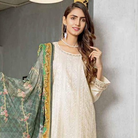 Rana Arts Ayesha Luxury Embroidered Lawn 3 Piece Un-Stitched Suit - AY-1206 A - test-store-for-chase-value