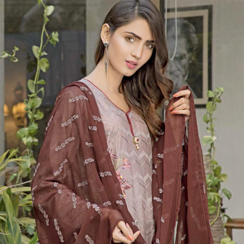Rana Arts Ayesha Luxury Embroidered Lawn 3 Piece Un-Stitched Suit - EKR-1208 A - test-store-for-chase-value