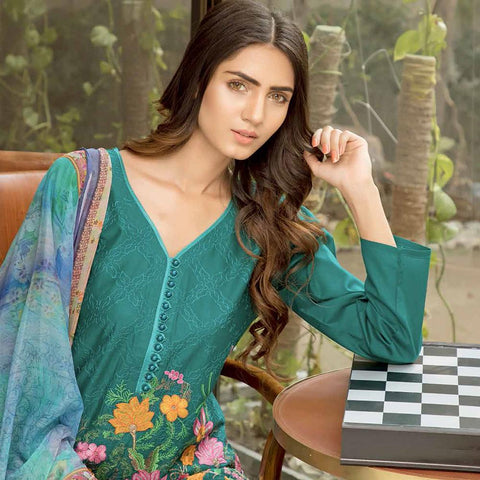 Rana Arts Ayesha Luxury Embroidered Lawn 3 Piece Un-Stitched Suit - AY-1230 A - test-store-for-chase-value
