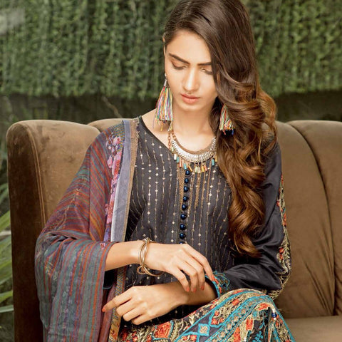 Rana Arts Ayesha Luxury Embroidered Lawn 3 Piece Un-Stitched Suit - AY-1235 A - test-store-for-chase-value