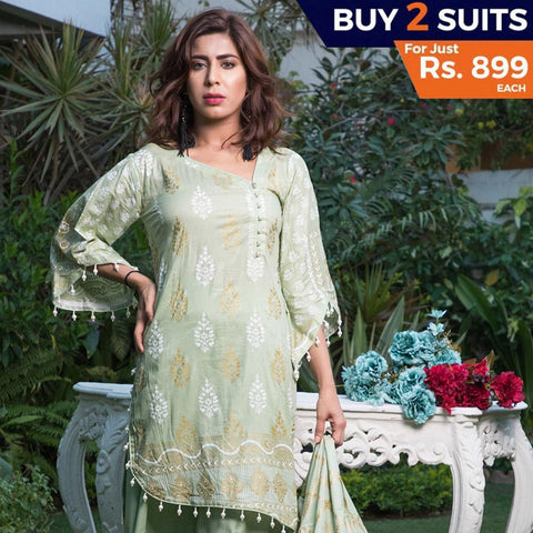 Rangreza Printed Lawn 3 Piece Un-Stitched Suit Vol-09 - ZS 03 - test-store-for-chase-value