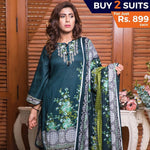 Rangreza Printed Lawn 3 Piece Un-Stitched Suit Vol-09 - ZS 08 - test-store-for-chase-value