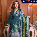 Rangreza Printed Lawn 3 Piece Un-Stitched Suit Vol-09 - ZS 08 - test-store-for-chase-value
