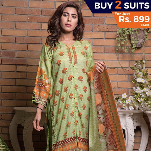 Rangreza Printed Lawn 3 Piece Un-Stitched Suit Vol-09 - ZS 09 - test-store-for-chase-value