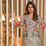 Amani Chikan Kari Embroidered Designer Lawn 3 Piece Un-Stitched Suit - 1 A - test-store-for-chase-value