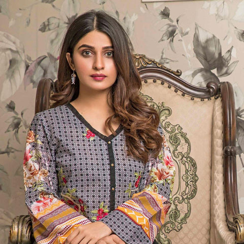 Amani Chikan Kari Embroidered Designer Lawn 3 Piece Un-Stitched Suit - 1 B - test-store-for-chase-value