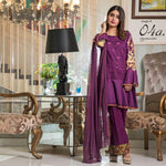 Amani Chikan Kari Embroidered Designer Lawn 3 Piece Un-Stitched Suit - 4 A - test-store-for-chase-value