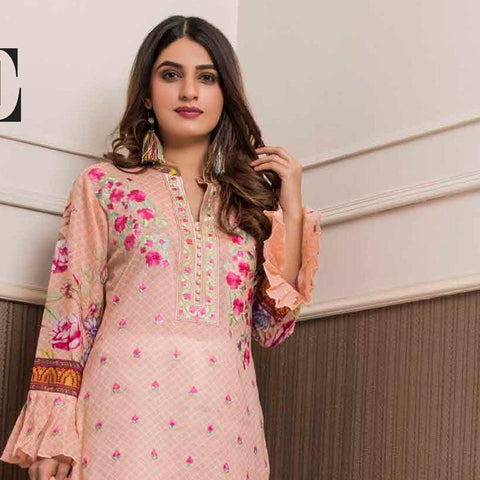 Amani Chikan Kari Embroidered Designer Lawn 3 Piece Un-Stitched Suit - 6 A - test-store-for-chase-value