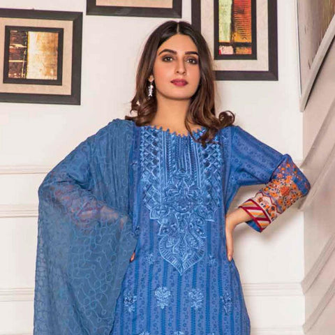 Amani Chikan Kari Embroidered Designer Lawn 3 Piece Un-Stitched Suit - 7 B - test-store-for-chase-value