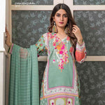 Amani Chikan Kari Embroidered Designer Lawn 3 Piece Un-Stitched Suit - 8 B - test-store-for-chase-value