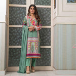 Amani Chikan Kari Embroidered Designer Lawn 3 Piece Un-Stitched Suit - 8 B - test-store-for-chase-value