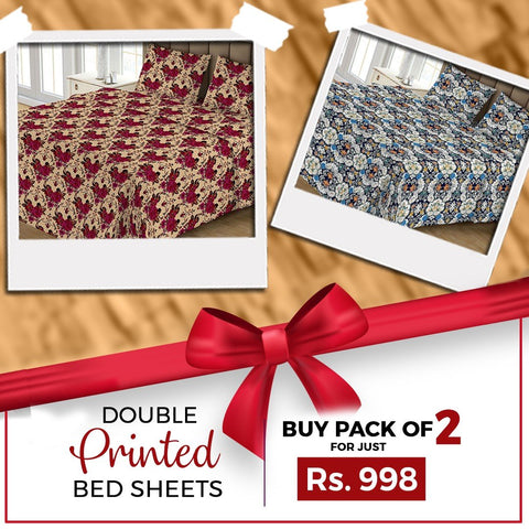 Printed Double Bed Sheet Pack Of - 2 - test-store-for-chase-value