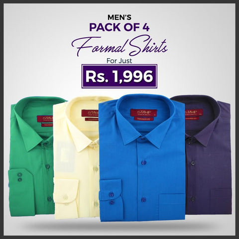 Men's Formal Shirt Pack Of 4 - test-store-for-chase-value